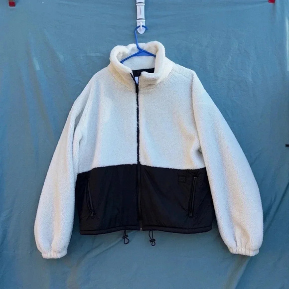 FRAME Mix Media High Pile Fleece Jacket Off White **no insert** NWT sz LARGE - Picture 1 of 8
